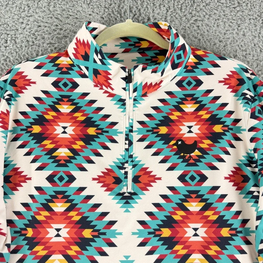 Bad Birdie Quarter Zip Pullover Mens Medium Southwestern Aztec Golf Performance